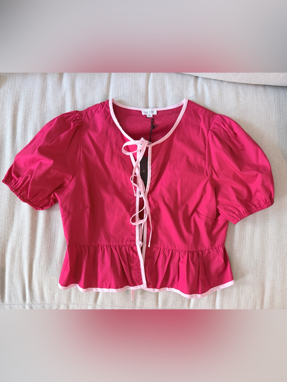 Lelis Collection Puff Sleeve Bow Shirt